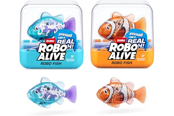 Robo Fish série 3(paquet de 2, Sarcelle+Orange),jouet de bain