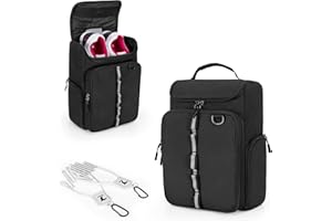 GOBUROS Golfschuhtasche für EIN Paar Schuhe US Herren 14, Golfschuh-Tragetasche mit kostenlosen Handschuhhaltern (EIN Paar), Vorder- und Seitentaschen für Tess, Handschuhe und Ball, Schwarz, Tasche