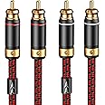 Primeda Audiophiles RCA/Phono Cable 2 RCA Male to 2 RCA Male HiFi System Interconnect Cable Braided for Home Cinema Subwoofer Amplifiers Blu-ray (Straight to Straight, 3.2ft/1m)