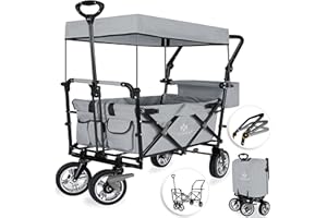 KESSER® Chariot de Transport GT9000 Pliable avec Toit | Charrette à Bras | Chariot de Transport | 2 systèmes de Ceinture à 3 Points fournis Pliable | capacité de Charge de 80 kg Maximum