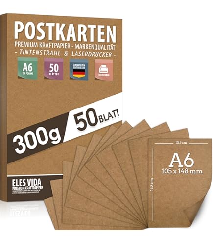 50 x vintage kraftpapier in eucalyptusgroen, DIN A5 (21 x 14,8 cm), 240 g/m², duurzaam natuurgroen gerecycled papier, ecologisch knutselkarton, enkele kaart NEUSER PAPIER