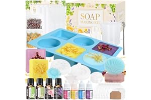 Vezerd Seife Selber Machen, Kreative Bastelset Erwachsene DIY Set Seifenherstellung mit Seifenform, Seifenbasis und Rohseife, Badebomben Seifen Selber Machen Set für Mädchen/Anfänger, Als Geschenk