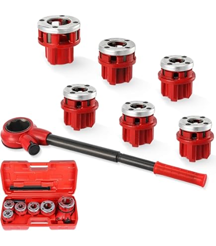 RIDGID 36480 Exposed Ratchet Threader Set - 1/2" To 1-1/4" NPT Pipe Threading Dies With Case