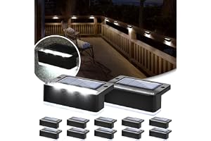 Solpex Solcellslampor för trädäck 12-pack, vattentäta LED-lampor för utomhustrappor, trappsteg, staket, gård, uteplats och gångväg (kallt vitt