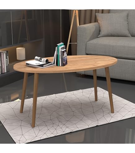 Tavolino Rotondo In Legno Di Quercia - 50x50x35 Cm, Gambe In Legno, Design Moderno E Naturale