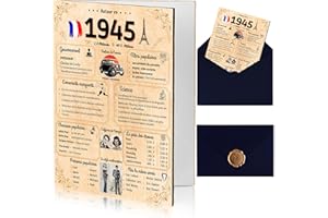 NALKEEZ® Carte Anniversaire 80 Ans, Idée Cadeau Homme, Femme, Couple, Original. Cadeau Humour Fête D’anniversaire. Enveloppe Et Sceau De Cire Inclus.Retour En 1945.