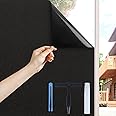 Volcanics Blackout Window Film with Installation Tools, Privacy Frosted Sun Blocking Black Window Cover Room Darkening Window Tint for Home Static Cling 100% Light Blocking 17.5 x 78.7 Inches