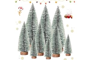 SUNSHINE SMILE 9 pcs Mini árbol de Navidad,pequeño árbol de Navidad,Árbol de Navidad Artificial,Mini Árbol Navidad,Navidad Micro Paisaje,Manualidades Navideñas (Verde)