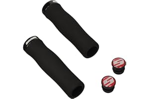 Sram MTB Poignées de Verrouillage en Mousse avec Pince Noire Unique et Bouchons d'extrémité
