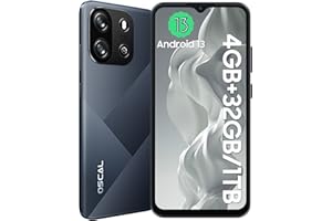 OSCAL Flat 1C Telephone Portable, 4GB+32GB/SD-1To, 6,52" IPS HD Écran, Smartphone Pas Cher Batterie 4700mAh, Android 13, Caméras 8MP+5MP, Smartphone Double SIM/Face ID/GPS/2Ans De Garantie - Noir