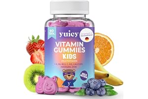 ‎YUICY yuicy® Vitamin Gummibärchen Kinder, mit Vitamin B12, A,B6, C, D3 - Leckere Vitamine Kinder 2 Jahre, Immunsystem Stärken - Herstellung und Laborgeprüft in Deutschland - 60 Stück