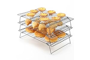 HASUDEI 3 Ripiani Griglia di Raffreddamento in Acciaio Inox 40 x 25 cm Griglia di Rivestiemento Antiaderente Rettangolare per Raffreddare Pizza Dolci BBQ