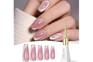 MRCUVARYAS Cat Eye - Esmalte de uñas de gel UV 9D con imán para ojos de gato, esmalte de uñas UV para manicura, base negra, color rosa claro