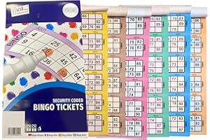 ZEBTON 1 Bingo Tickets Books Assorted Colors 600 Jumbo Bingo Tickets Multi Game Fun Bingo 6 to View Tickets