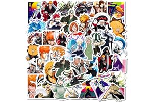 SANMATIC Lot de 50 autocollants BLEACH anime pour ordinateur portable, pare-chocs, planche à roulettes, bouteilles d'eau, ordinateur, téléphone, pack d'autocollants anime pour enfants/adolescents.