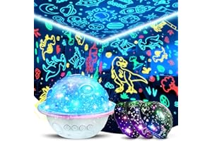 WOOTOYZ Cadeau Dinosaure Garçon 2 3 4 5 6 7 Ans, Jouet Dinosaure Enfants, Jouet Dinosaure 3-8 Ans Dinosaure Ciel étoilé Projecteur Enfants Veilleuse Cadeau Garçon 3-9 Ans Lampe Dinosaure Garçon de 4-8 Ans