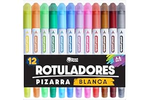 SMART PANDA SmartPanda – Rotulador Pizarra Blanca, Punta Doble, Mediana y Fina – Borrado en Seco para el Hogar u Oficina – 12 Colores