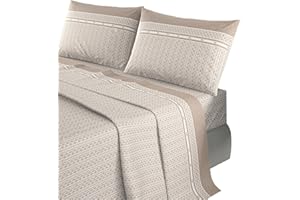 il dolce stile della tua casa set completo lenzuola matrimoniali in puro cotone in fantasia stampata a scelta made in Italy (fiona beige)