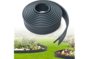 XINZI Elastyczne obramowanie rabatki, obrzeże trawnika, z tworzywa sztucznego, obrzeże rabatki z okrągłą górną krawędzią i łącznikami, wysokość 9,6 cm, obrzeże ogrodowe, obrzeże trawnika, palisada,