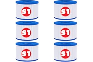 KGC Lot de 6 S1 Filtre pour Spa, 10.6cm x 4.5cm x 7cm, S1 Filtre Cartouche Piscine Filtrantes,Cartouche S1 Filtrante-Compatible avec Intex 29001E Spa,Cartouche Filtre Spa pour Intex S1 Reutilisable