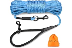 Joytale Correa de Adiestramiento para Perros, 5M Correas Largas con Asa Acolchada y Dos Mosquetones para Perros Pequeños y Cachorros, Azul