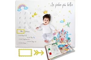 ANDY & HELEN Coperta Mesi Neonato 100% Cotone Made in Italy x Maschio e Femmina con Segnamesi - 103x135cm