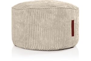 ‎GREEN BEAN Green Bean® Indoor Sitzhocker Pouf 45x25cm EPS-Perlen Füllung & Cordstoff Kuschelig Weich Waschbar - Drinnen Bodenkissen Liegekissen Sitzkissen Sitzhocker Relax-Sessel Kinder Erwachsene Stoff Beige