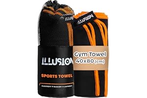 illusion Small Microfibre Gym Towel for Active Sports (40x80cm) - Lightweight Quick Dry Towel - Ideal for Cardio, Cycling, Strength Training, Yoga, and Running, Perfect for Athletes Training Outdoors