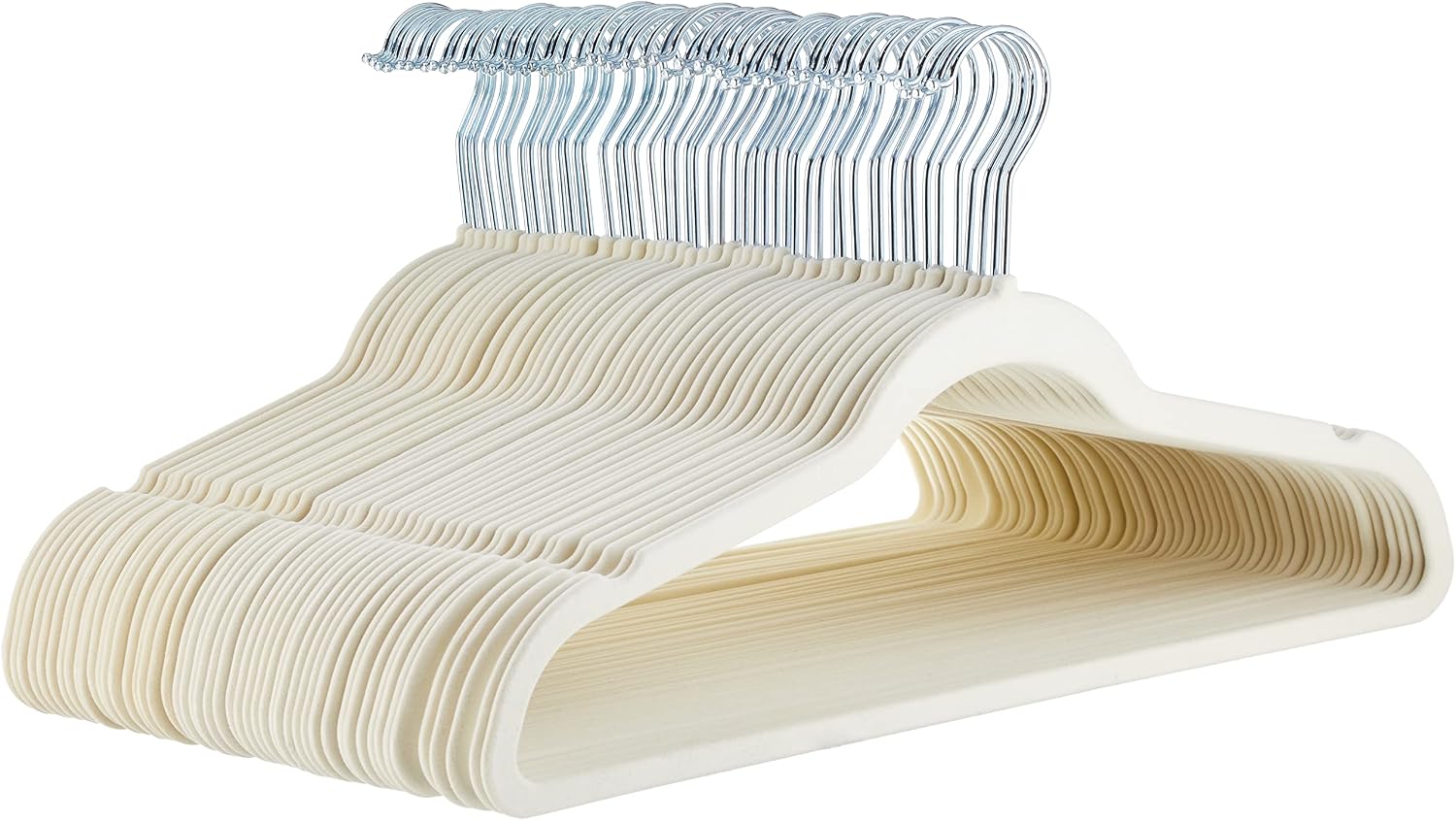 Amazon Basics Perchas de Terciopelo para Trajes - Paquete de 50, Marfil