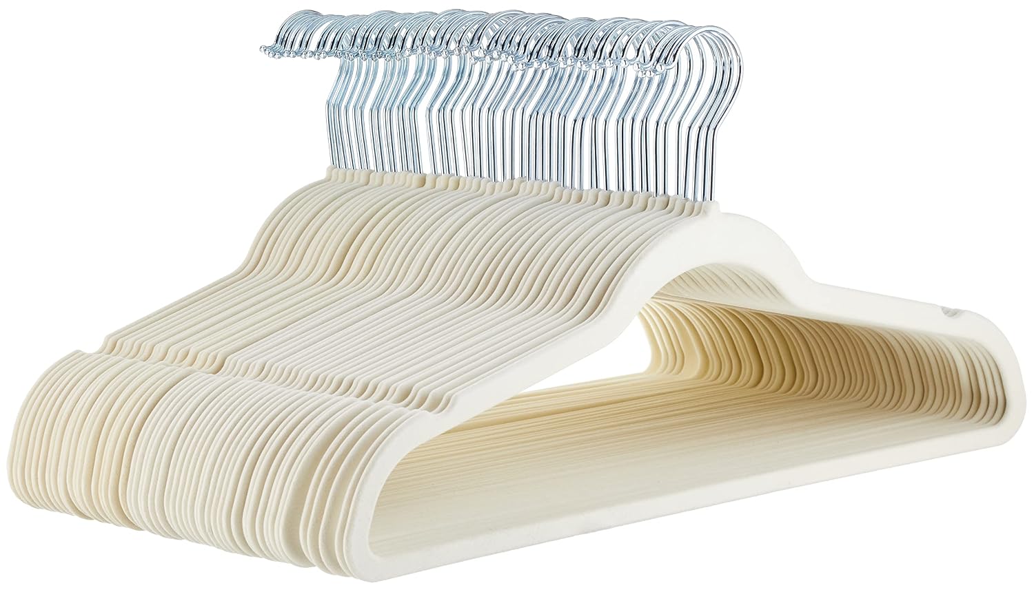 Amazon Basics Perchas de Terciopelo para Trajes - Paquete de 50, Marfil