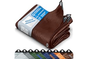 KARAT - Bâche de Protection - Tarpaulin étanche, résistant à la déchirure - Bâche avec Oeillets Inoxydable - Couverture extérieure pour travaux - Epaisse densité 140 g/m², Brun 3x5 m