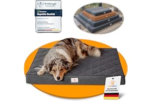 SYMPATIERISCH Orthopädisches Hundebett [Wasserdicht] - Die neue Lieblings-Hundematte deiner Fellnase, Rutschfestes Hundekissen, Hundekörbchen, Hundekorb, Bezug waschbar | Kleine bis große Hunde | 90x80x8 cm