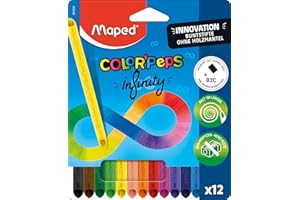 ‎MAPED Maped - Color'Peps Infinity Buntstifte - 100% farbige Mine, 100% verwendbar - Null Abfall - kein Anspitzen - sehr langlebig - ergonomische dreieckige Form - Set mit 12 Stiften