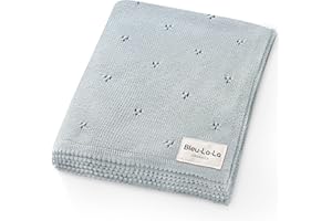 Bleu La La Luksusowy kocyk dla niemowląt - 100% bawełna organiczna kocyk dla dziewczynek i chłopców - kocyk do łóżeczka dla noworodków i niemowląt (pudrowy niebieski)