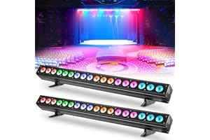RTKTOUP Wallwasher Barre lumineuse, 180W Lumière de Scène 18pcs 6 in1 LEDs Lampes de lavage Lèche-mur Bande Contrôle DMX512 pour Discothèque Fête Église Anniversaire Mariage(2 pièces)