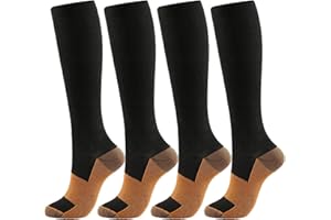 GEBIN 4 Paires Chaussettes De Contention Homme Et Femme, Bas De Contention, Chaussette De Compression pour Le Running, Les Sport, L?Avion, Les Voyages, Récupération