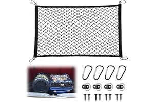 ComPDCVD Filet de Rangement Coffre de Voiture 60x40cm Extensible Jusqu'à 120x80cm maille élastique réglable pour coffre de voiture de Rangement Camping Car cargaison Bagages Fixe en Extensible