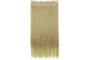 CAISHA 60cm Clip In Un Unico Pezzo Nell'estensione Dei Capelli Pezzo Di Capelli Sintetici Mezza Parrucca Liscio Biondo Mix C54
