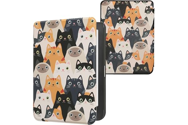 kwmobile Étui Compatible avec Kobo Clara HD Coque - Étui à Rabat magnétique Tablette eReader Similicuir - Orange-Noir-Blanc