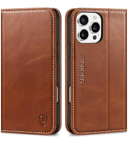 STILGUT UltraSlim Fit For IPhone 16 Pro Max Case - IPhone 16 Pro Max Flip Case Compatible With MagSafe, Leather Flip Case, Leather Case - Cognac - View #12