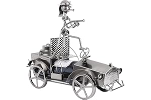 ‎BRUBAKER BRUBAKER Uchwyt na Butelkę Wina Wóz Strażacki - Wóz Strażacki ze Strażakiem Wykonany z Metalu z Kartką Okolicznościową na Prezent Do Wina