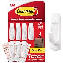 Crochet Command Extra Fort Pour 4,5 Kg - Sans Perçage, 2 Bandes Adhésives Incluses