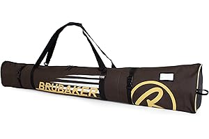 BRUBAKER ‘Carver Champion’ - Série limitée - Housse à Skis rembourrée pour 1 Paire de Skis et Bâtons - 170 cm - Brun foncé Sable