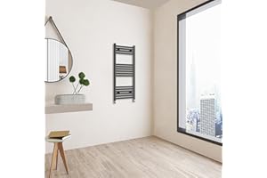 Huibathroom 1000x450mm(HxW) Matte Black Straight Central Heating Towel Rail Heating Towel Radiator