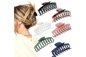 LAUCENTRAL Hair Claw Clips for Thick Hair, 【6 PCS】 4.3’’ Plastic Nonslip Jumbo Hair Clips Strong Hold Hair Jaw Clips Big Hair Clips French Design Hair Styling Accessories for Women Girls