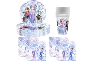Umbrean Fro-zen Elsa Party Geschirr Deko für 10 Personen, Inklusive Kuchenteller, Tassen, und Servietten, für Geburtstagsparty Dekoration für Jungen