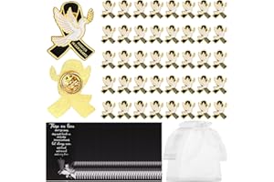 KKLOLAI 40 Sets Funeral Ribbon Dove Pins Bulk Memorial Ribbon Metal Pins Badge Brooches Memorial Prayer Cards Organza Bags Funeral Mourning Event Bereavement Remembrance Gifts for Loved Ones