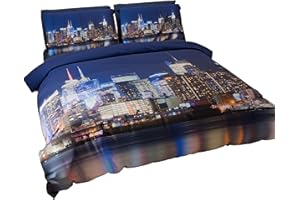 PETTI Artigiani Italiani - Set Copripiumino Matrimoniale 250x200 cm (2 Federe 50x80 cm Incluse), Parure Copripiumino Morbida Microfibra con Stampa Digitale - Made in Italy - New York