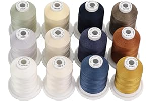 New brothread 12 Colores Neutros&Jean multipropósito Hilo de algodón 100% mercerizado 30WT (50S/3) 600M para acolchar, coser y bordar
