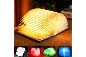 TRUMPETS Lampada Libro Led Pieghevole in Legno Mood Lights, Luci notturne 2500mAh Ricarica USB-C, Idea Regalo Originale Compleanno e Natale (12cm | RGB)